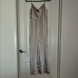 Elegant Champagne Satin Jump Suit